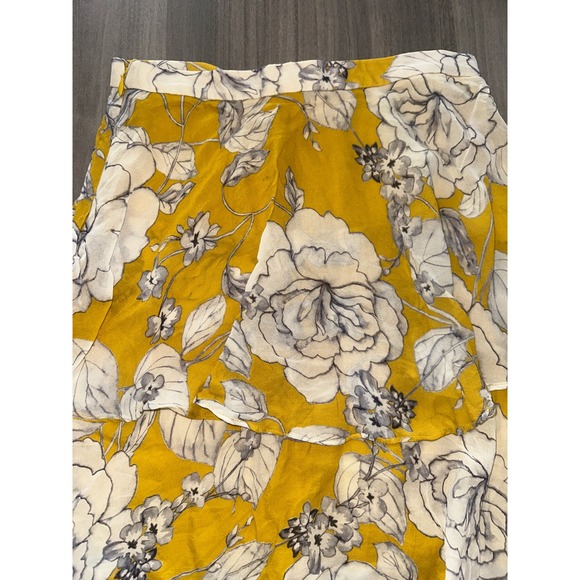 Z1 Anthropologie Mosier Yellow Floral Tiered Maxi Skirt Chiffon Boho Size 4 - Picture 9 of 12